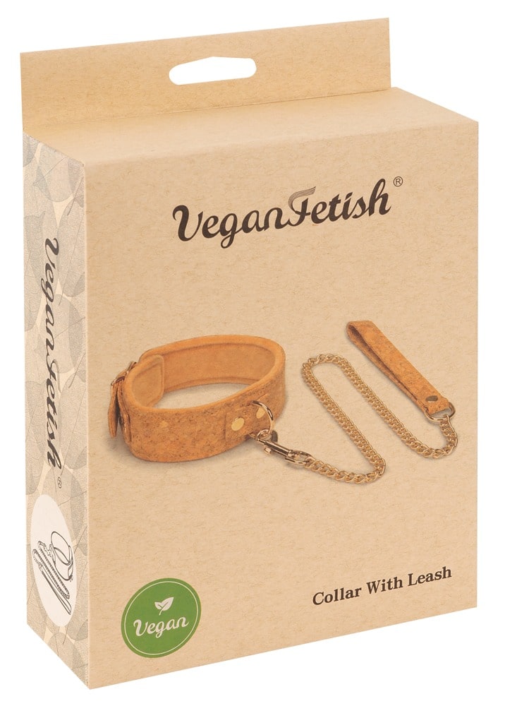 Vegan Fetish Halsfessel plus Leine aus natürlichem Kork | Verpackung