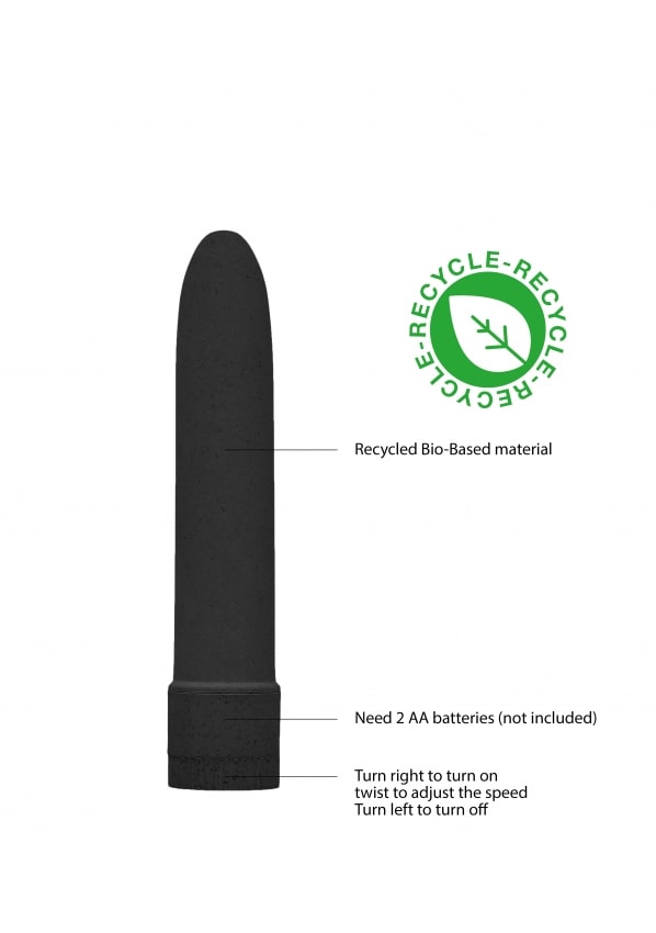 BIODEGRADABLE 5,5" Vibrator schwarz | aus recycelten biobasierten Kunststoffen