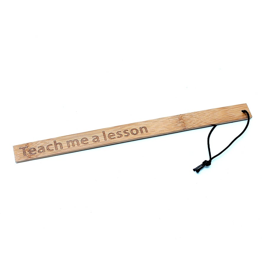 Rimba BondagePlay Paddel "Teach me a lesson" aus Holz | mit gefrästem Schriftzug