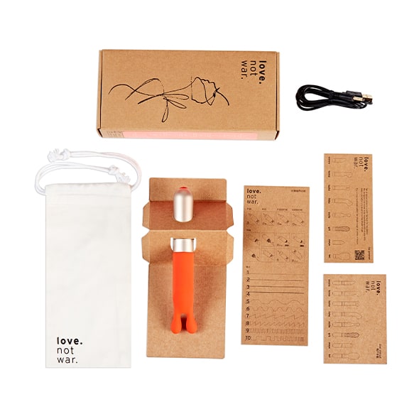 Love not War Rabbitvibrator "LASKA" orange | Lieferumfang Love not War Rabbitvibrator "LASKA" orange | Lieferumfang