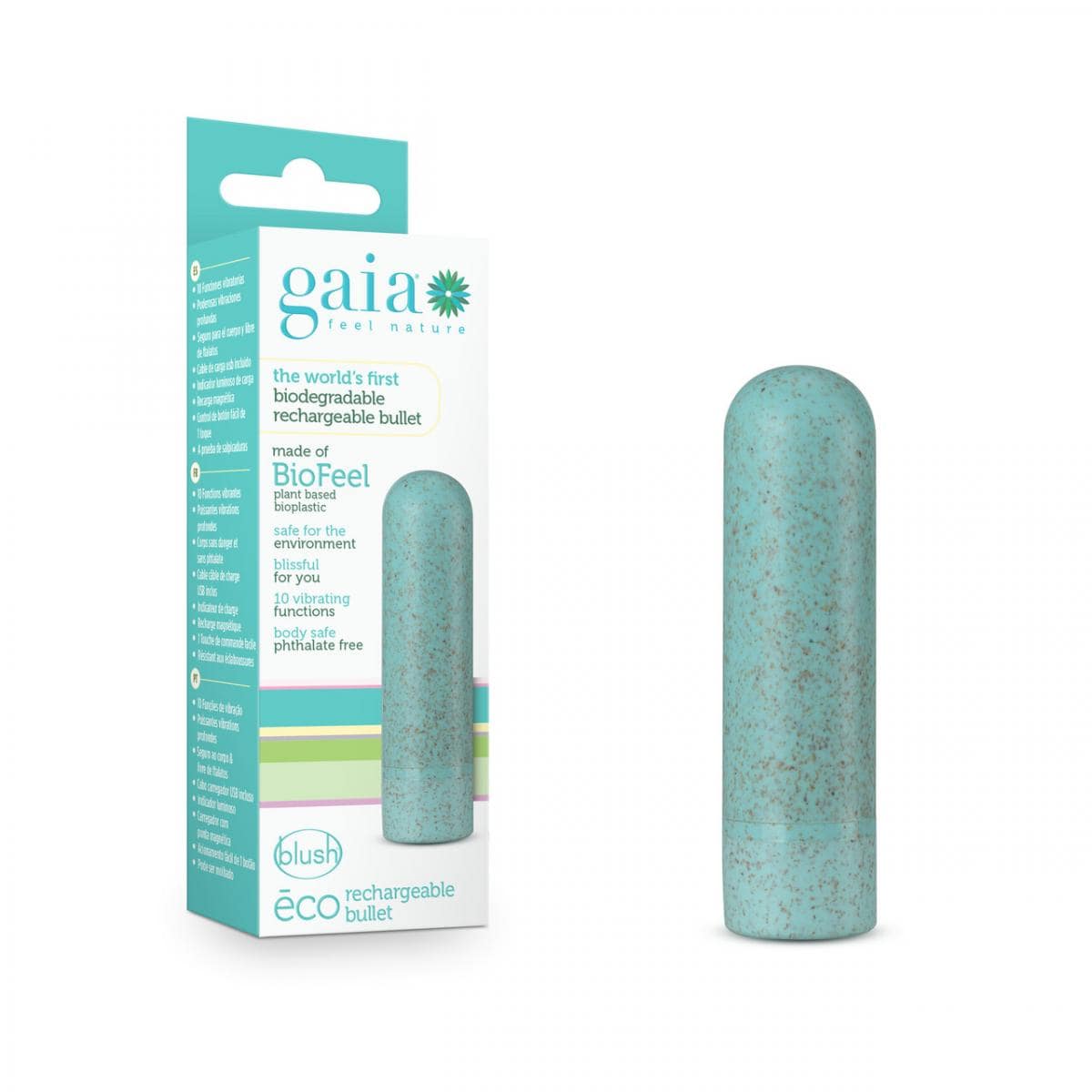 Gaia Eco wiederaufladbarer Bullet Minivibrator blau | Verpackung